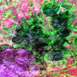 Satellite view on 2020-08-26, a 2.56 km square at 61.7673° N, 108.2301° E.